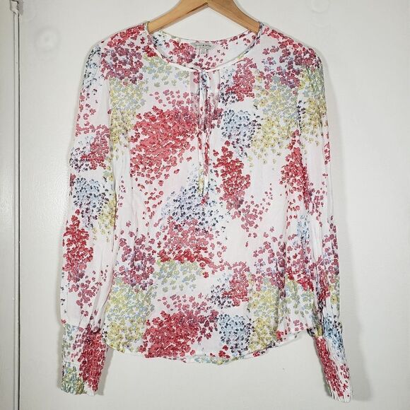 Lucky Brand Tops - Lucky Brand Abstract Print Long Sleeve Chiffon Flowy Casual Blouse Size S